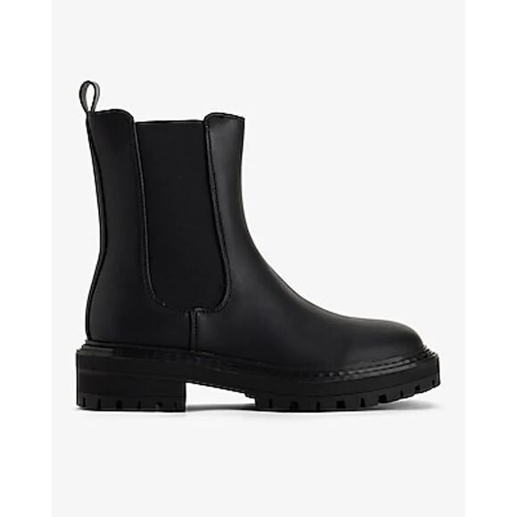 ✨Express Black Gore Lug Sole Ankle Sz 7 Boots✨ - Picture 2 of 9